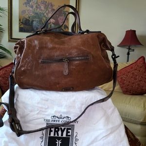 Frye distressed leather top handle satchel